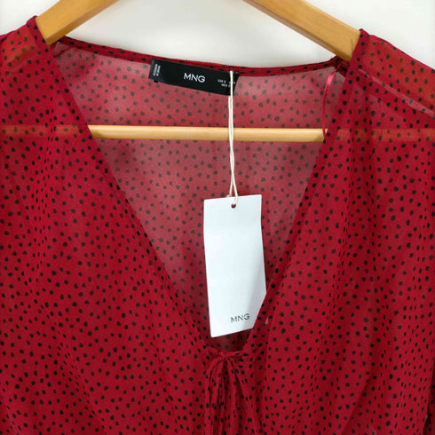 マンゴー MNG ドットプリントL/Sシア―ドレス レディース JPN:S